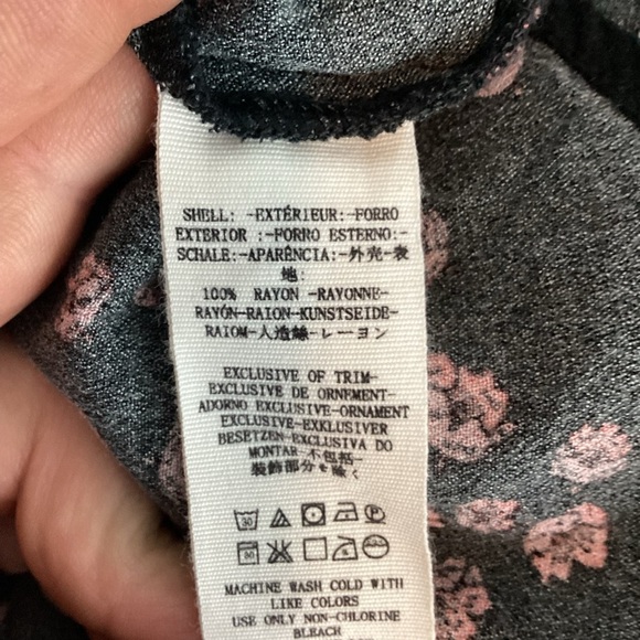 Free People Black Floral Smocked Swing Tunic Mini Dress M - Picture 7 of 7